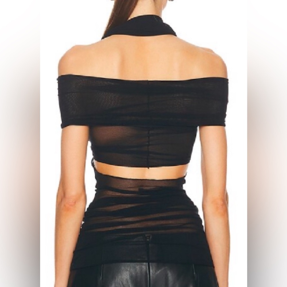 Y2K Jean Paul Gaultier Soleil S/S 1999 Sz M Cutout Sheer Mesh Bodycon Black Top - Picture 4 of 13